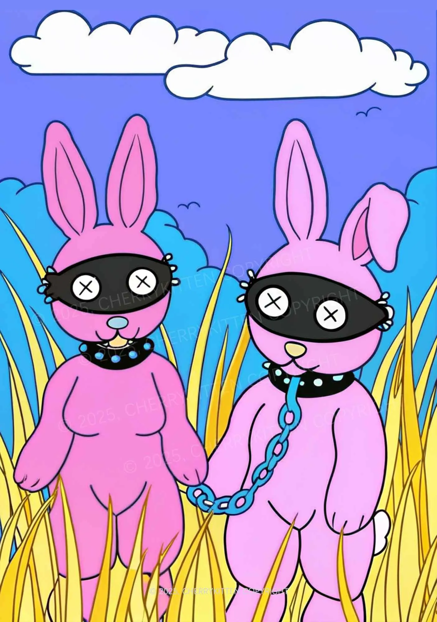 BDSM Bunny Y2K Print Slip Dress Cherrykitten