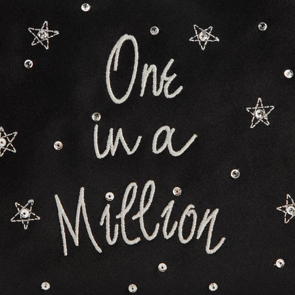 BLACK ONE IN A MILLION TOP ZIP POUCH