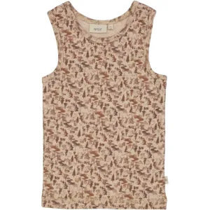 Boys Wool Singlet - khaki wild life