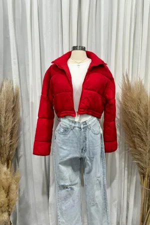 Bryant Cropped Puffer Jacket (Red)
