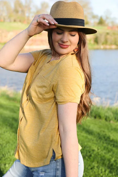 Button Down Top In Yellow