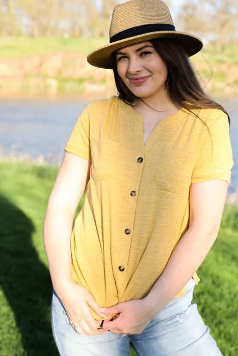 Button Down Top In Yellow