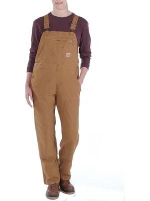 Carhartt Women's Rugged Flex Canvas Bib Overall Brown 102438-211