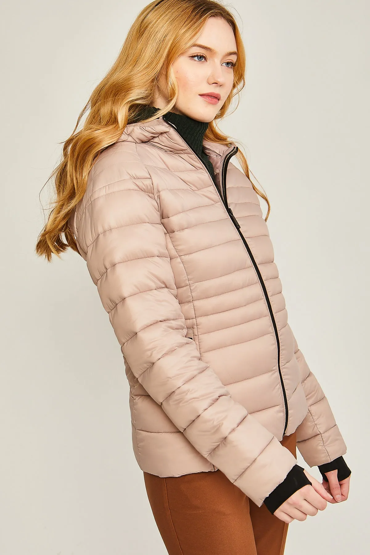 Contrast Trim Puffer Jacket