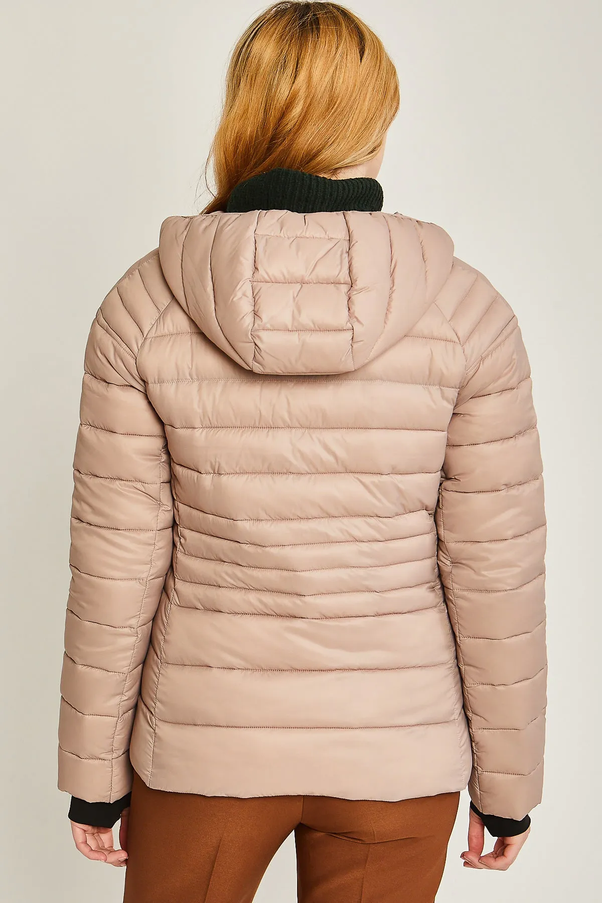 Contrast Trim Puffer Jacket