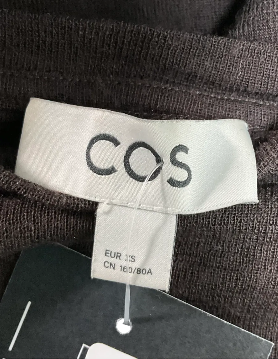 cos Brown Crew Neck Merino Wool Top UK XS