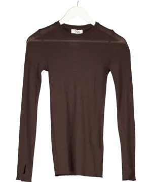 cos Brown Crew Neck Merino Wool Top UK XS