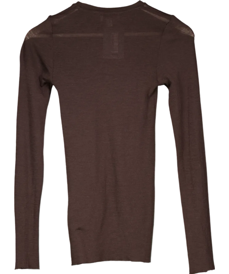 cos Brown Crew Neck Merino Wool Top UK XS