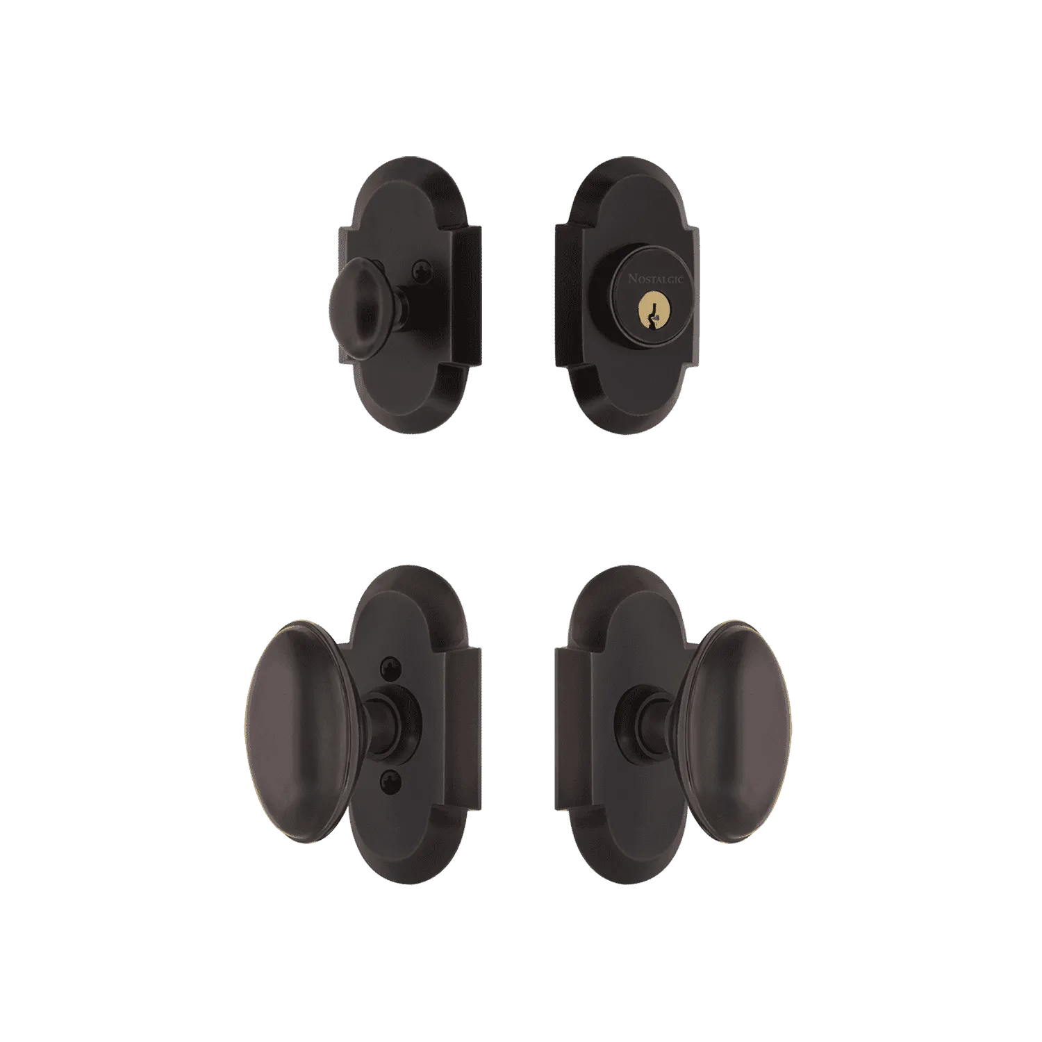 Cottage Entry Set with Homestead Knob in Timeless Bronze