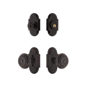 Cottage Entry Set with Meadows Knob in Timeless Bronze