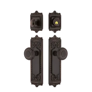 Egg & Dart Entry Set with Deco Knob in Timeless Bronze