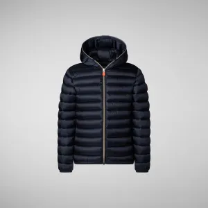 Girls' Iris Hooded Animal free Puffer Jacket in Blue Black
