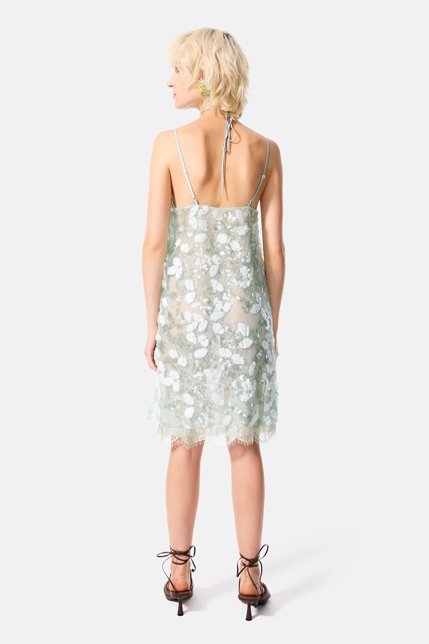 green carnation sequin dress