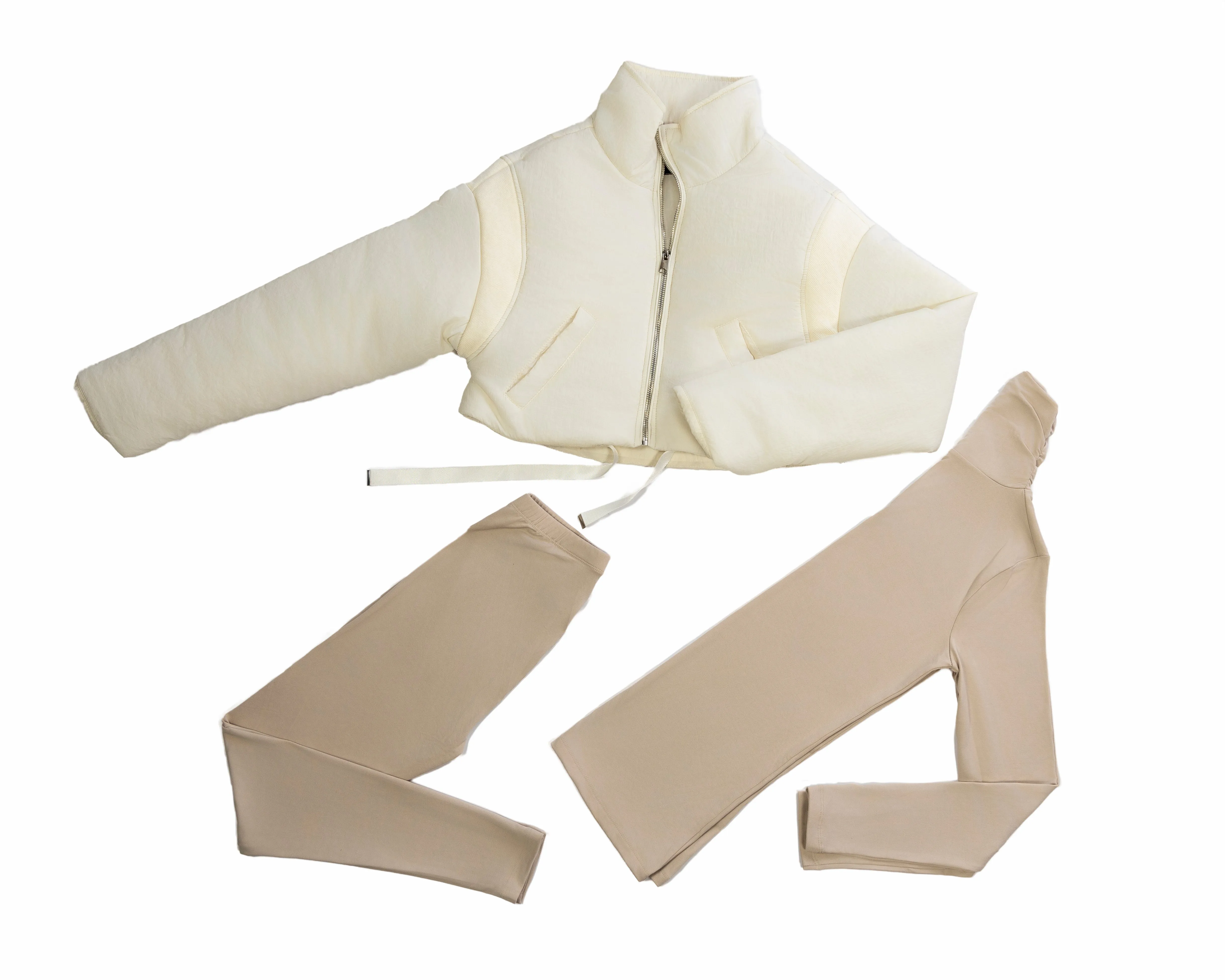 LOOK 6: TURTLENECK TOP LEGGING SET & CROPPED PUFFER JACKET
