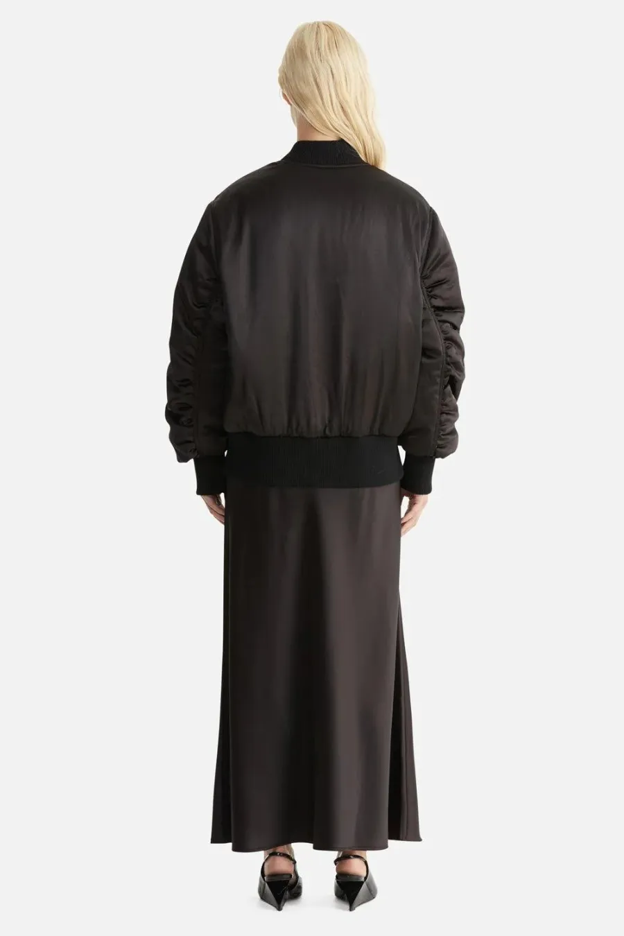 Penny Satin Bomber Black