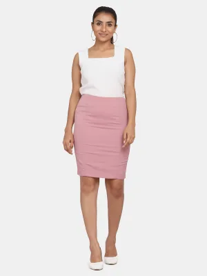 PowerSutra Ladies Stretch Pencil Skirt For Office - Pink