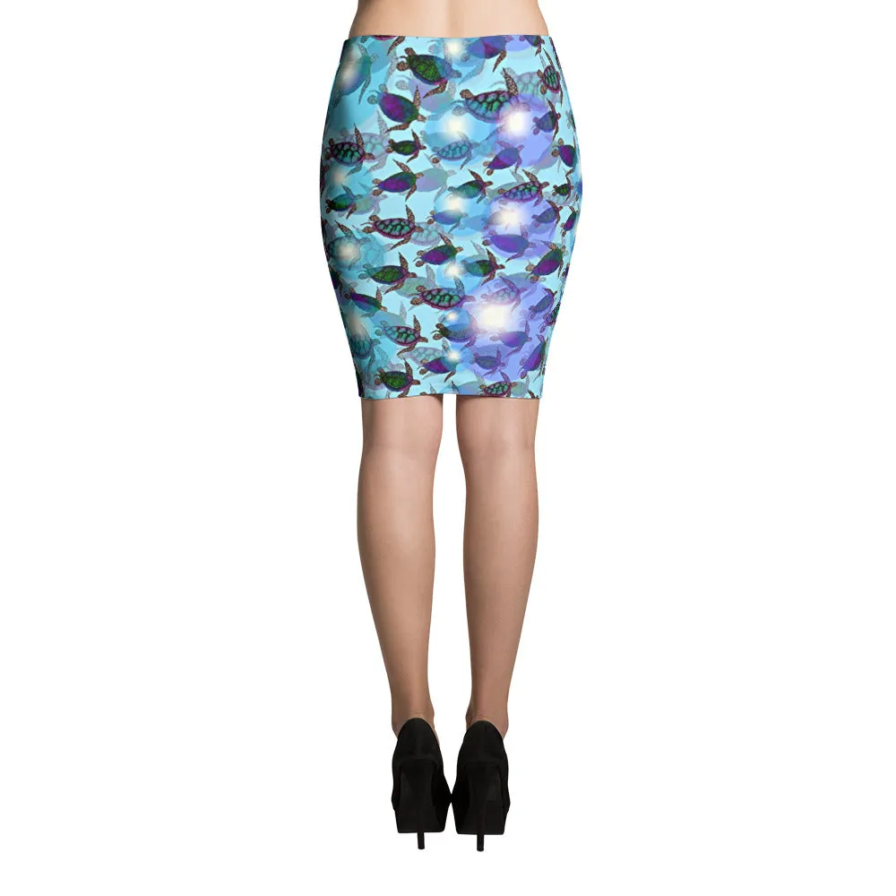 SEA OF TURTLES Pencil Skirt