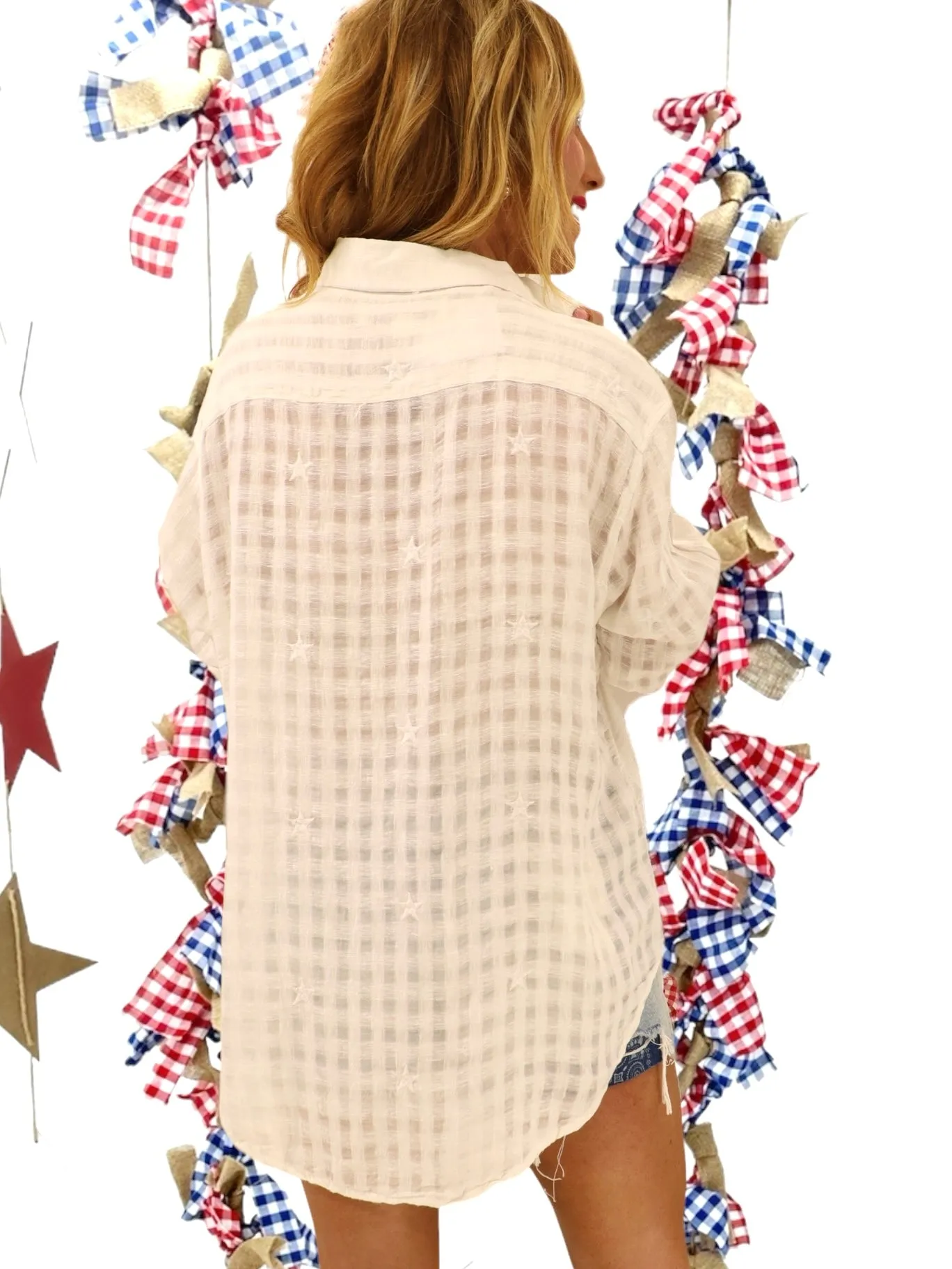 Seeing Stars White Button Down Top