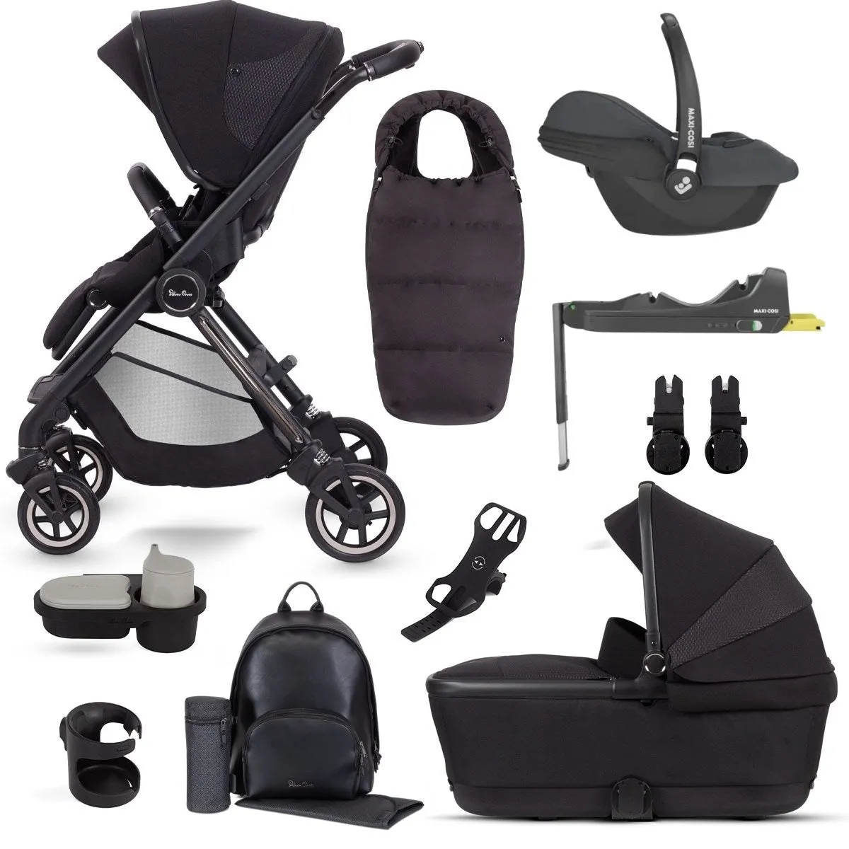 Silver Cross Dune   First Bed Folding Carrycot With Cabriofix & Base Bundle, Space