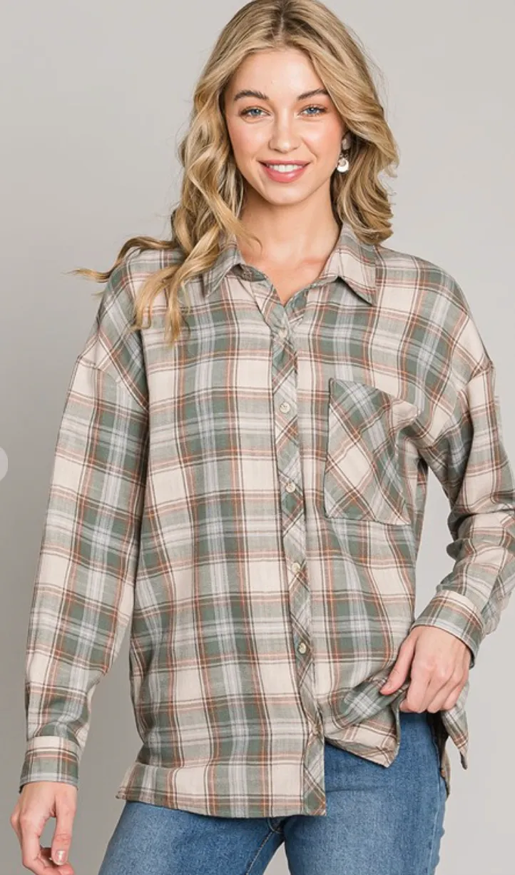 Spruce Button Down Plaid