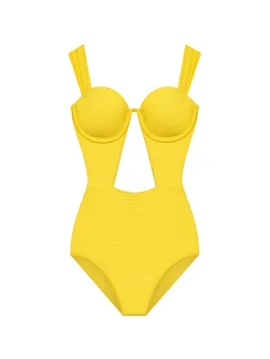 The Bustier Bodysuit - Lemon (Embossed)