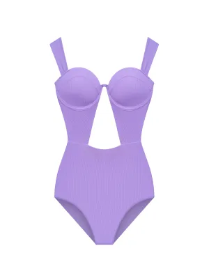 The Bustier Bodysuit - Violet (Ribbed)