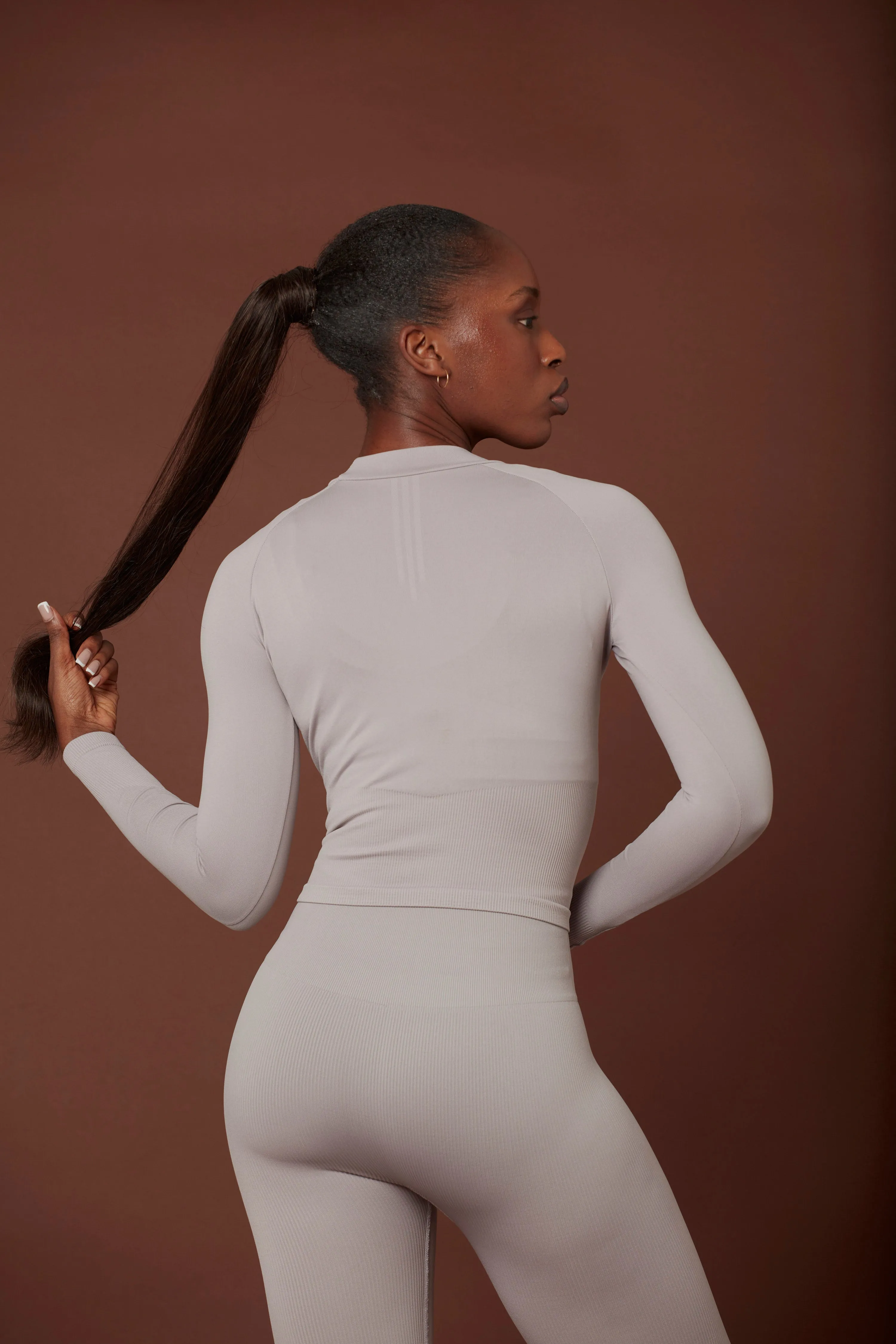 Timeless Ribbed Long Sleeve Top - Cloud Gray