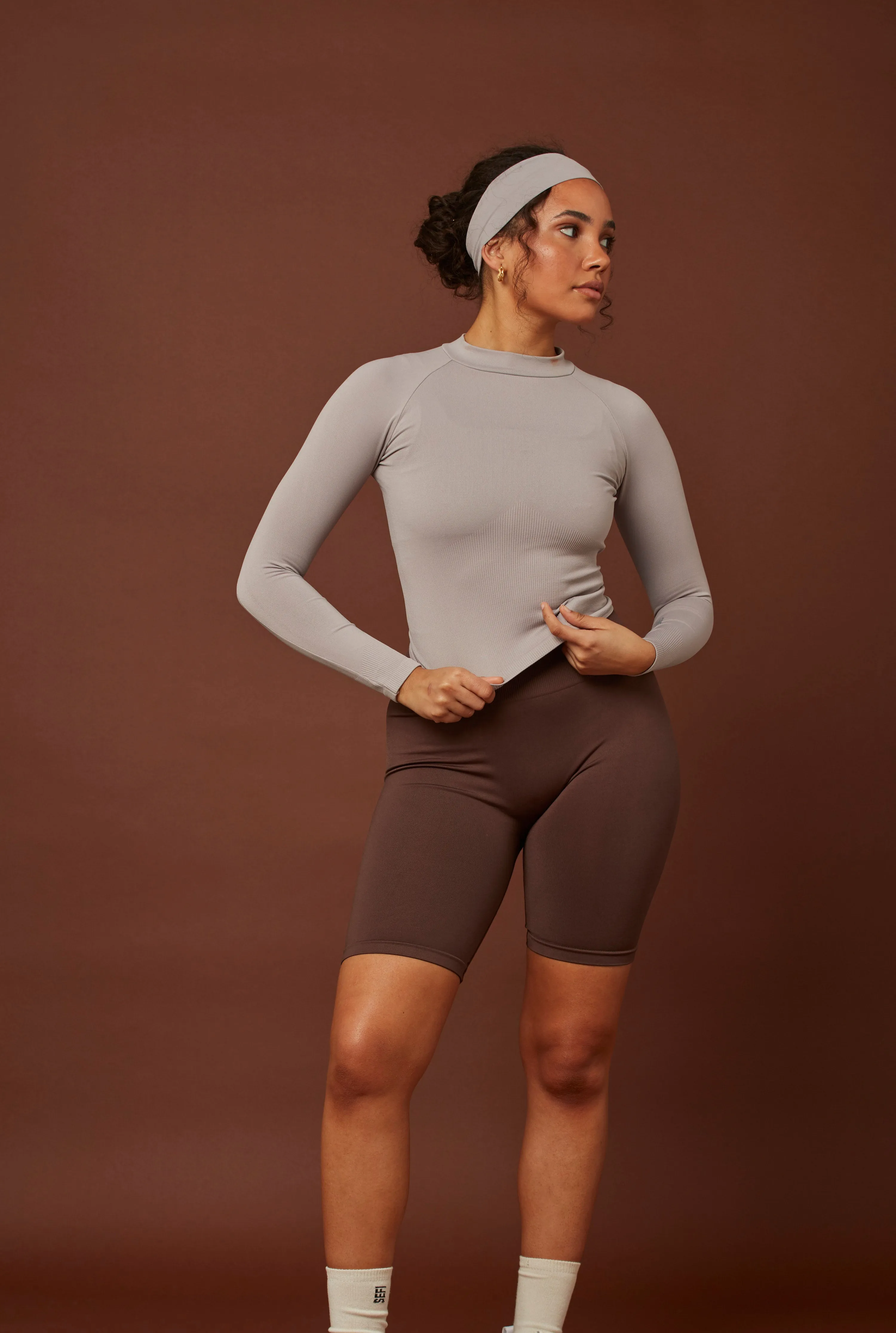 Timeless Ribbed Long Sleeve Top - Cloud Gray