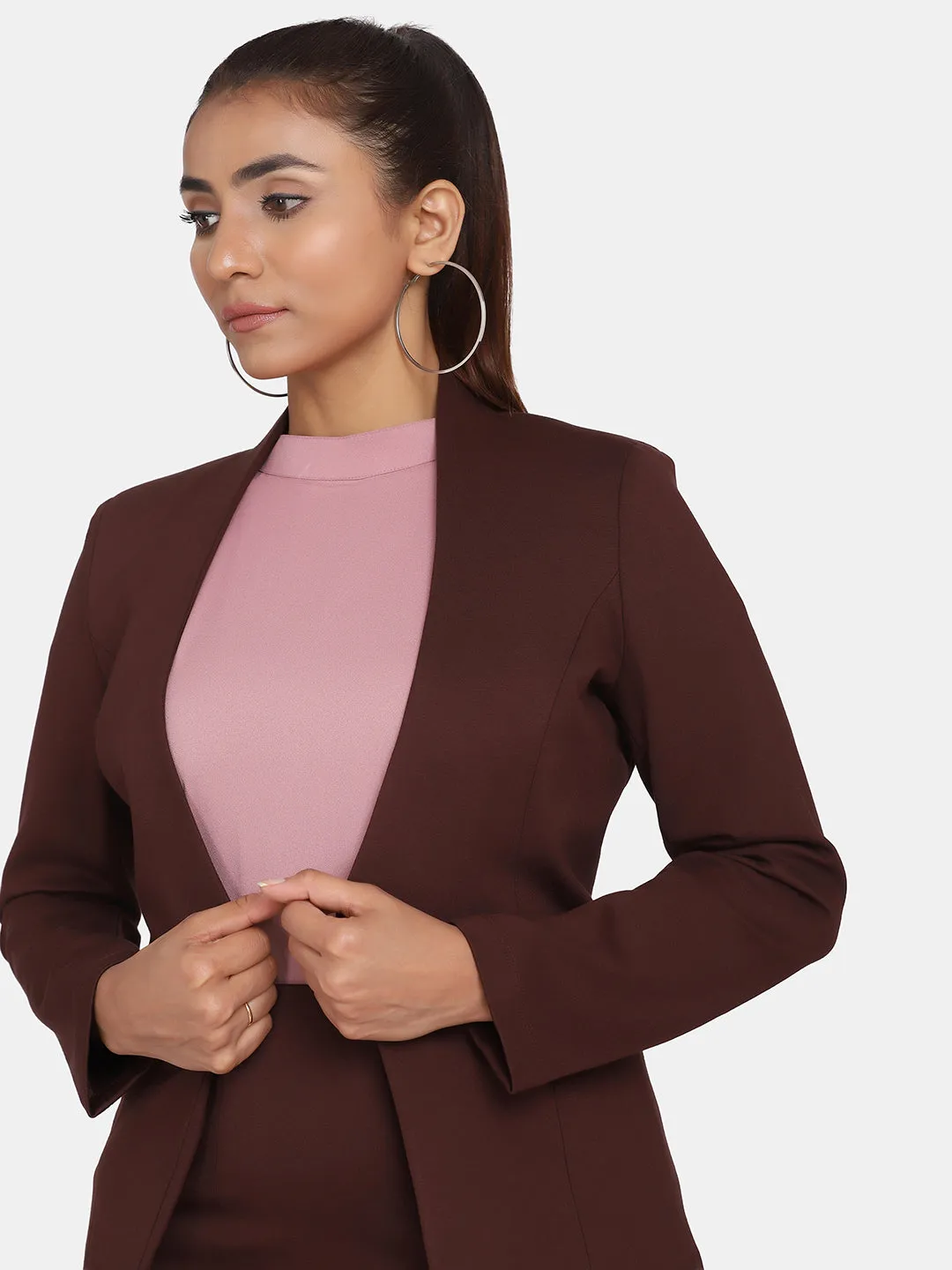 Women's Office Formal Skirt Suit - Chocolate Brown